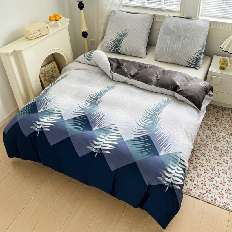 Pościel 140x200 bawełna satynowa dwustronna GierekHoff gruba 2 części GH 3110 paprocie