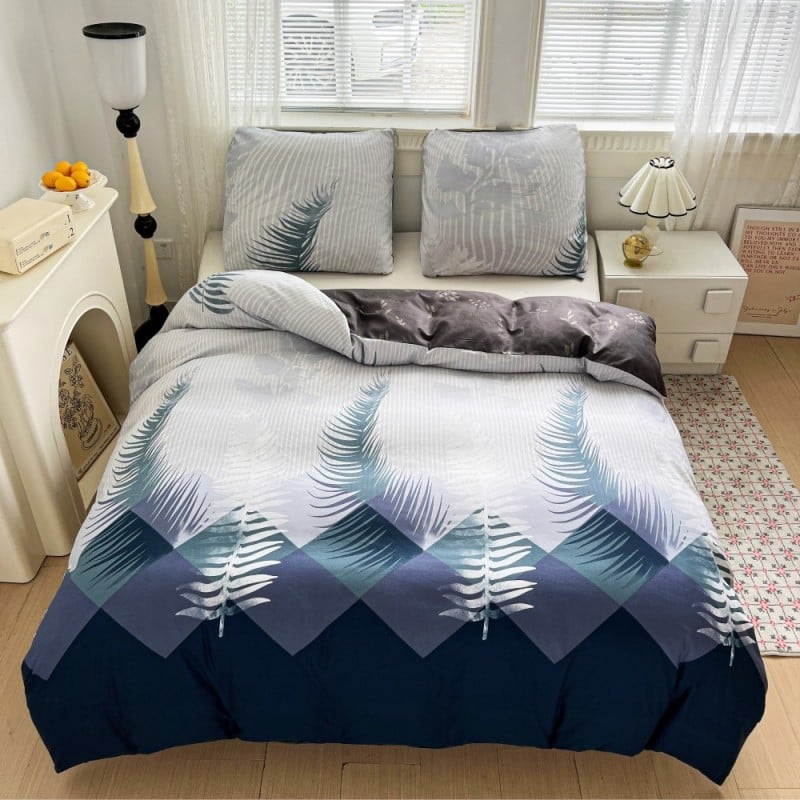 Pościel 160x200 bawełna satynowa dwustronna GierekHoff gruba 3 części GH 3110 paprocie