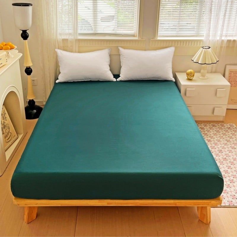 Prześcieradło 200x220 z gumką z mikrofibry GierekHoff grube butelkowa zieleń