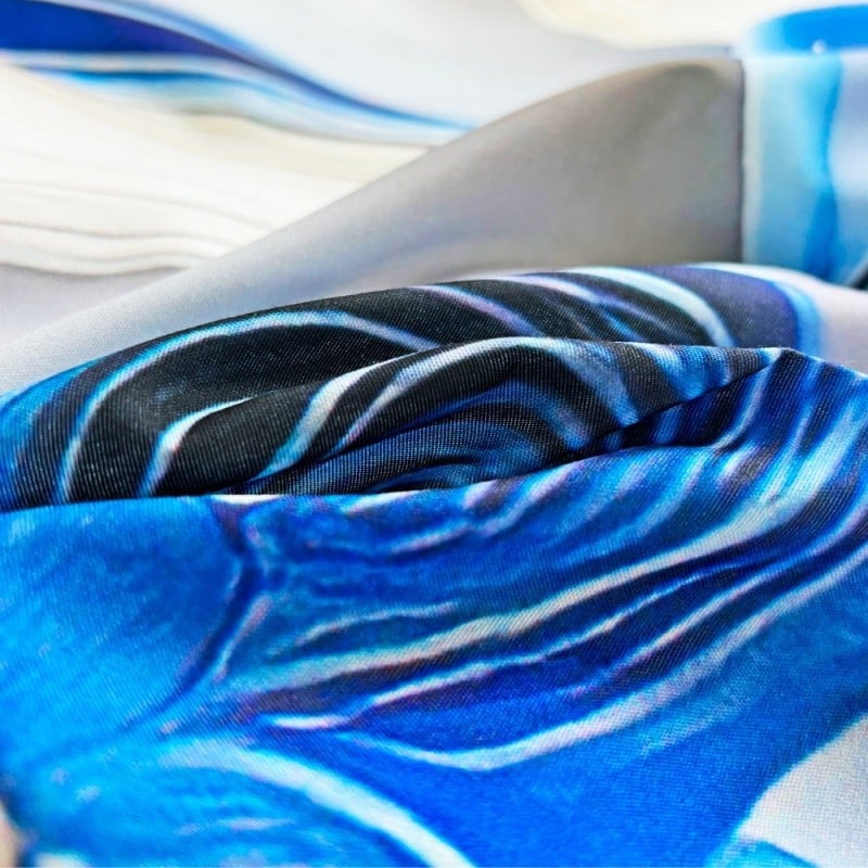 Pościel 200x220 bawełna satynowa wzór 5D dwustronna GierekHoff gruba 3 części GH 3117 artystyczny quilling niebieski