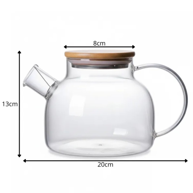 Szklany dzbanek do herbaty i naparów ziołowych z sitkiem i pokrywką 1,0 l Tragar