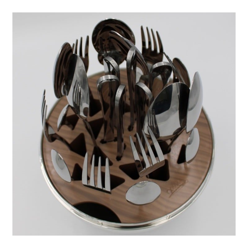 Komplet sztućców stal nierdzewna połysk Rosa Bella zestaw 24 elementy organizer kwiat jajko RB 735