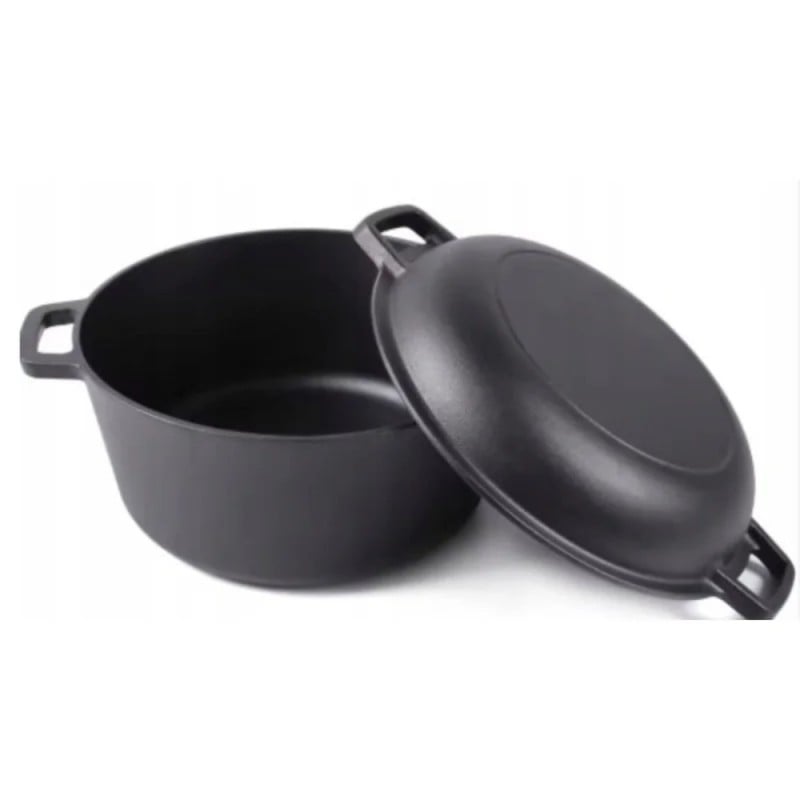 Garnek żeliwny 24 cm brytfanna 2w1 okrągła 3.5L na indukcję gaz Krisberg KR 7701