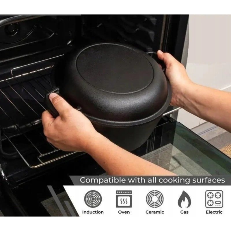 Garnek żeliwny 24 cm brytfanna 2w1 okrągła 3.5L na indukcję gaz Krisberg KR 7701