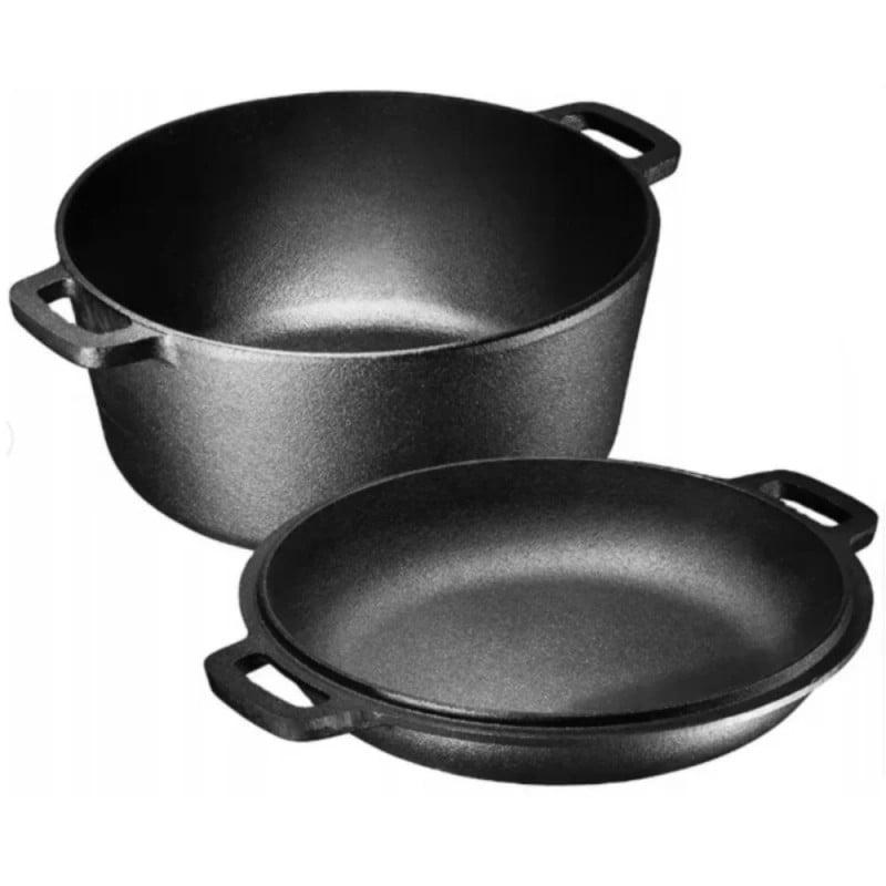 Garnek żeliwny 26 cm brytfanna 2w1 okrągła 4.5L na indukcję gaz Krisberg KR 7702