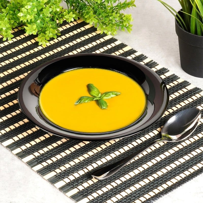 Serwis obiadowy 24 elementy Vilde Black szklane talerze zestaw talerzy dla 6 osób czarne