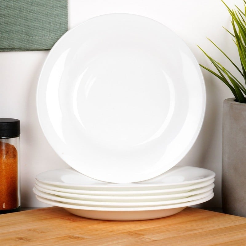 Serwis obiadowy 24 elementy Vilde White szklane talerze zestaw talerzy dla 6 osób białe