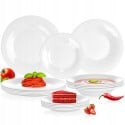 Serwis obiadowy 18 elementów Vilde White szklane talerze zestaw talerzy dla 6 osób białe