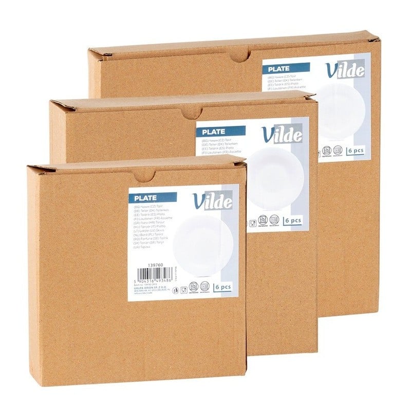 Serwis obiadowy 18 elementów Vilde White szklane talerze zestaw talerzy dla 6 osób białe