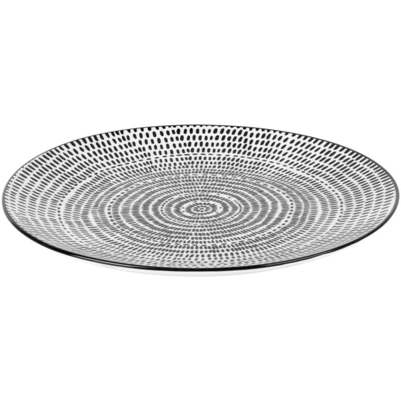 Serwis obiadowy 16 elementów Staccato porcelana zestaw talerzy kubków dla 4 osób talerze czarno-białe