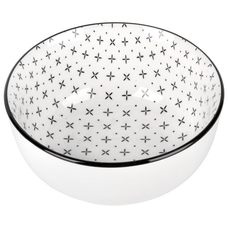 Serwis obiadowy 16 elementów Lisbon porcelana zestaw talerzy kubków dla 4 osób talerze czarno-białe