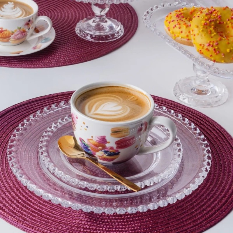 Talerzyki deserowe 19 cm szklane Altom Love serduszka zestaw 12 sztuk spodek na ciasto deser