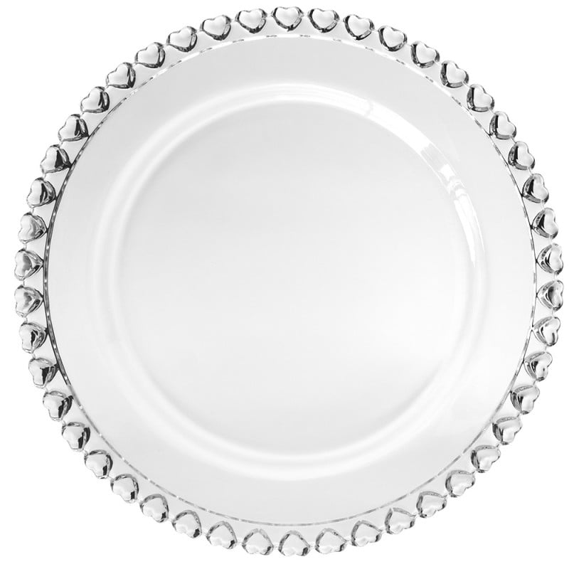 Talerzyki deserowe 19 cm szklane Altom Love serduszka zestaw 12 sztuk spodek na ciasto deser