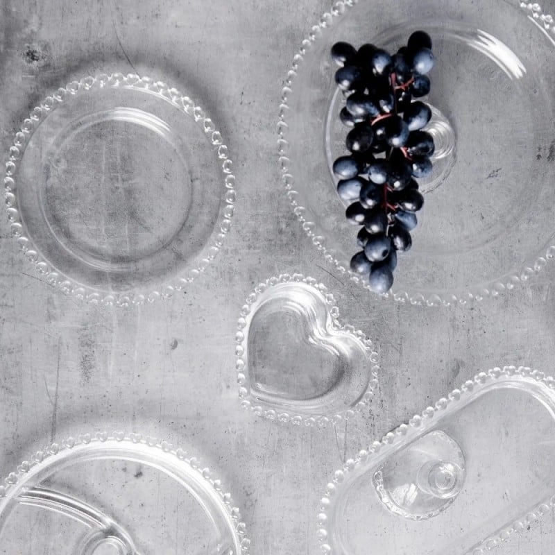 Talerzyki deserowe 19 cm szklane Altom Love serduszka zestaw 6 sztuk spodek na ciasto deser