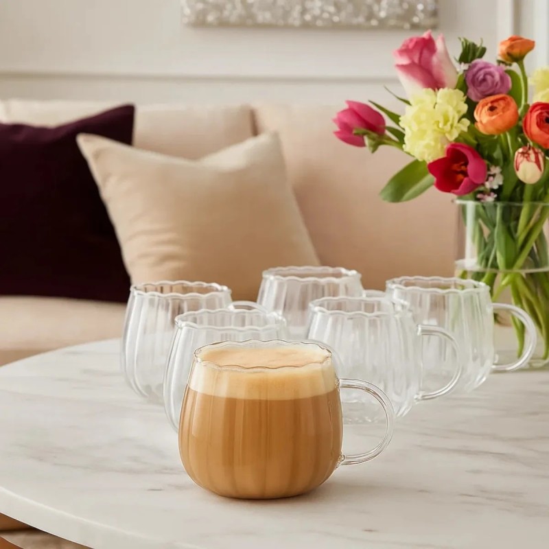 Szklanki kawy herbaty kubki 400ml eleganckie zestaw 6 szt Altom Design Bianca Linea