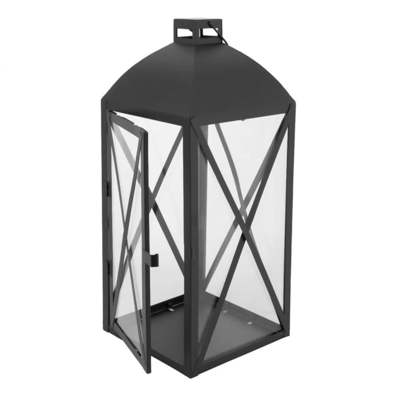 Lampiony latarnie ozdobne 29/38 cm Altom Design latarenki metalowe czarne zestaw 2 szt.