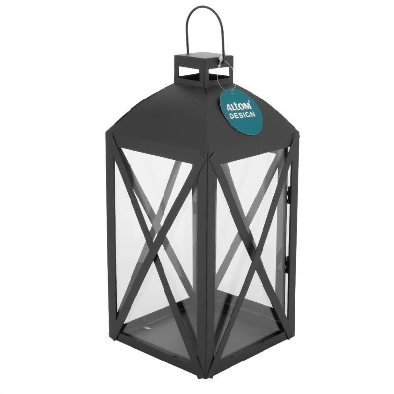 Lampiony latarnie ozdobne 29/38 cm Altom Design latarenki metalowe czarne zestaw 2 szt.