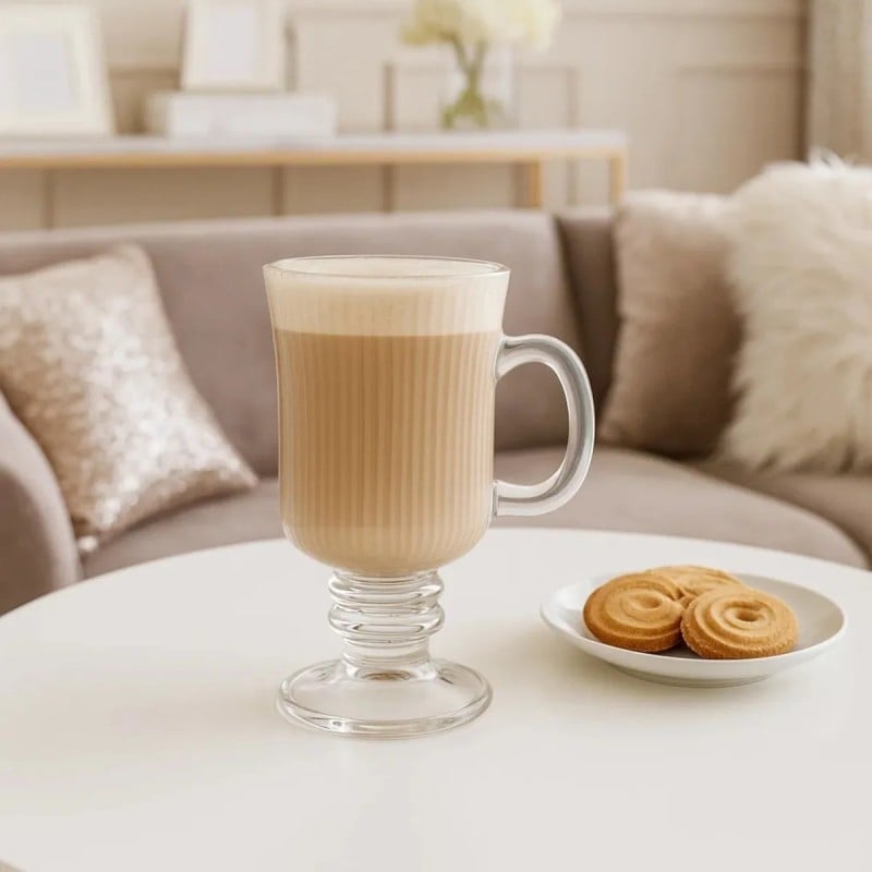 Szklanki ryflowane na nóżce do kawy latte 245ml zestaw 6 szt Altom Design Selena