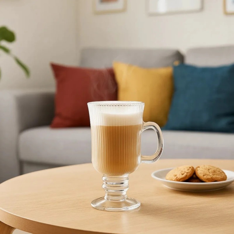 Szklanki ryflowane na nóżce do kawy latte 245ml zestaw 6 szt Altom Design Selena