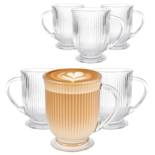 Szklanki ryflowane na nóżce do kawy latte 500 ml zestaw 6 szt Altom Design Selena
