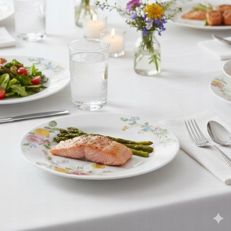 Zestaw obiadowy XXL Serwis obiadowy 18 elementów przyprawniki 24 elementy i naklejki 96 sztuk talerze ze słoiczkami do przypraw