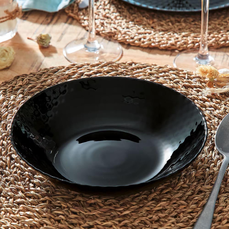 Serwis obiadowy GierekHoff Diamond 24 elementy czarne talerze salaterki dla 6 osób