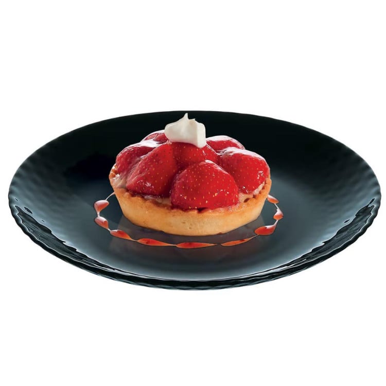 Serwis obiadowy GierekHoff Diamond 24 elementy czarne talerze salaterki dla 6 osób