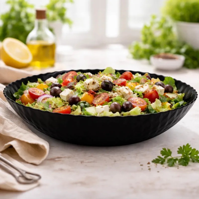 Serwis obiadowy GierekHoff Diamond 24 elementy czarne talerze salaterki dla 6 osób