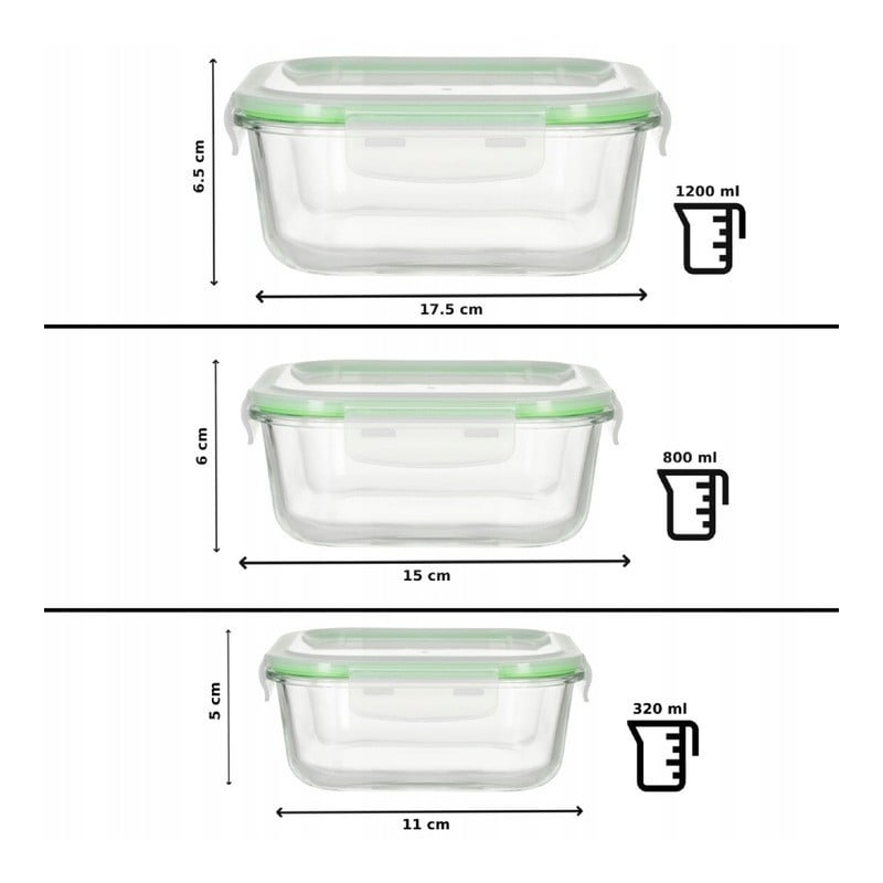 Pojemniki szklane zestaw 10 sztuk lunchbox GierekHoff Corio żaroodporne hermetyczne