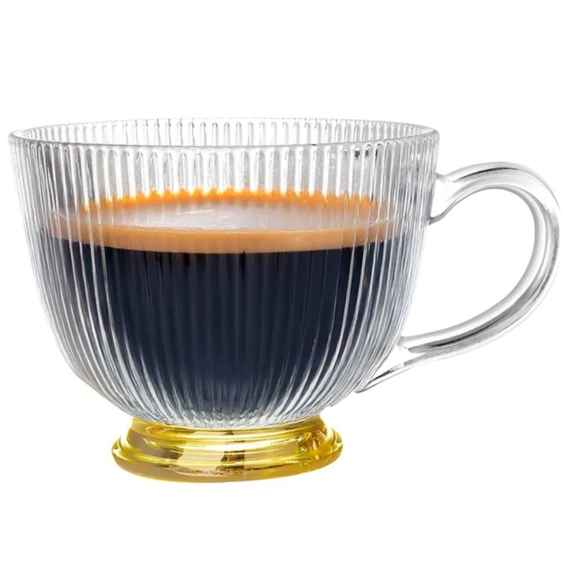 Filiżanki z uchem na złotej stopce do kawy i herbaty 430 ml zestaw 6 szt Altom Design Selena