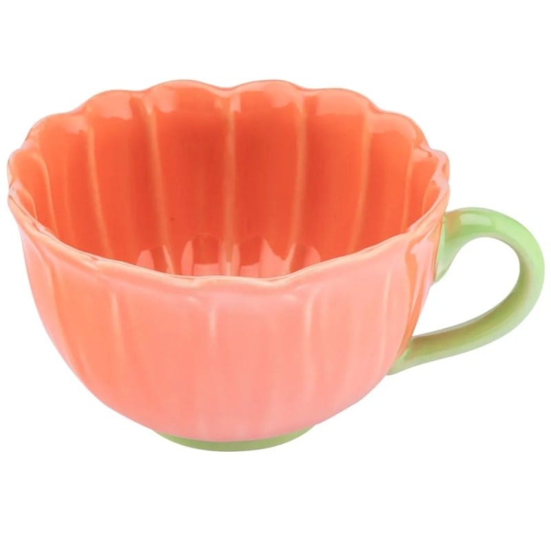Filiżanka ceramiczna 350 ml Altom Kwiat jumbo do kawy herbaty koralowa