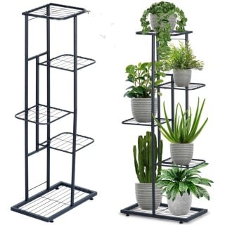 Kwietnik metalowy 96 cm czarny 5-poziomowy stojak na kwiaty i dekoracje Vilde