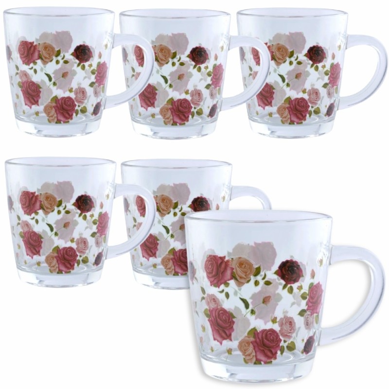 Kubki szklane 350 ml Altom Róża zestaw 6 sztuk szklanka z uchwytem pudełko prezentowe