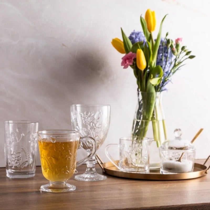 Szklanki 360 ml Altom Rosalie do soków napojów komplet 6 sztuk kwiatowy wzór