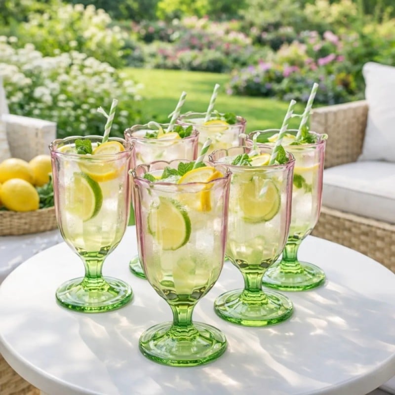 Szklanki na stopce 340 ml Altom Rosabella do soków napojów komplet 6 sztuk