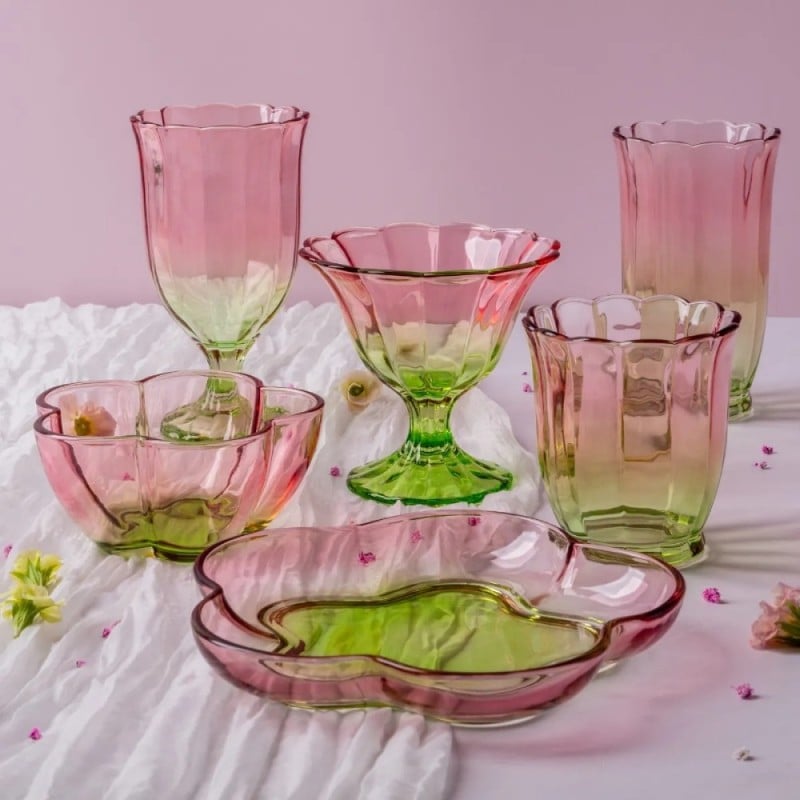 Szklanki na stopce 340 ml Altom Rosabella do soków napojów komplet 6 sztuk