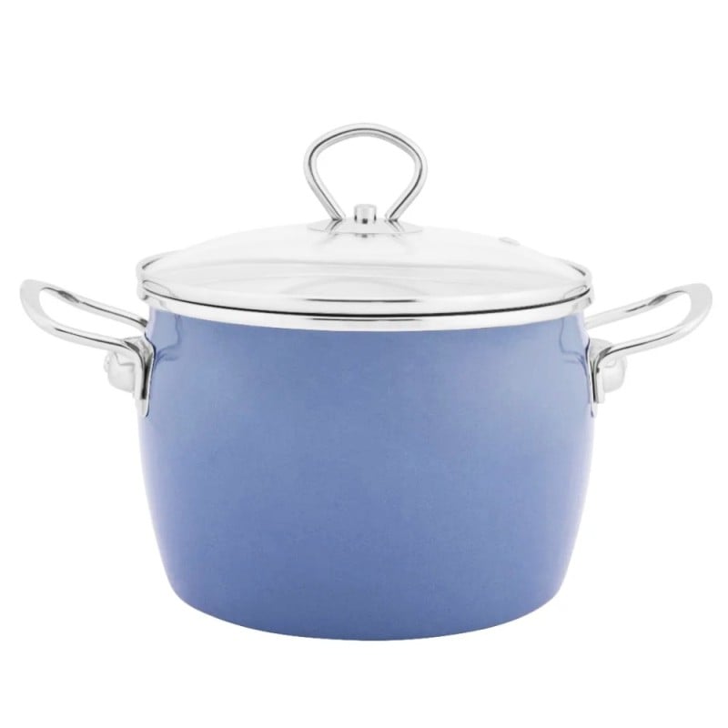 Garnki emaliowane z pokrywkami Altom Balbina zestaw 4 garnków emaliowanych niebieskie