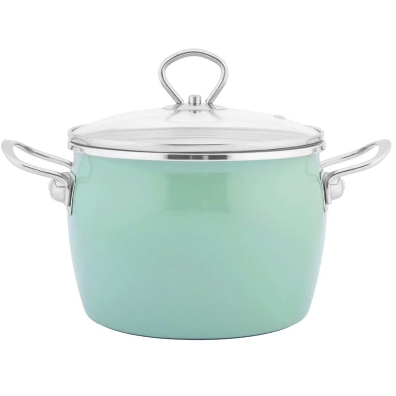 Garnki emaliowane z pokrywkami Altom Balbina zestaw 4 garnków emaliowanych zielone