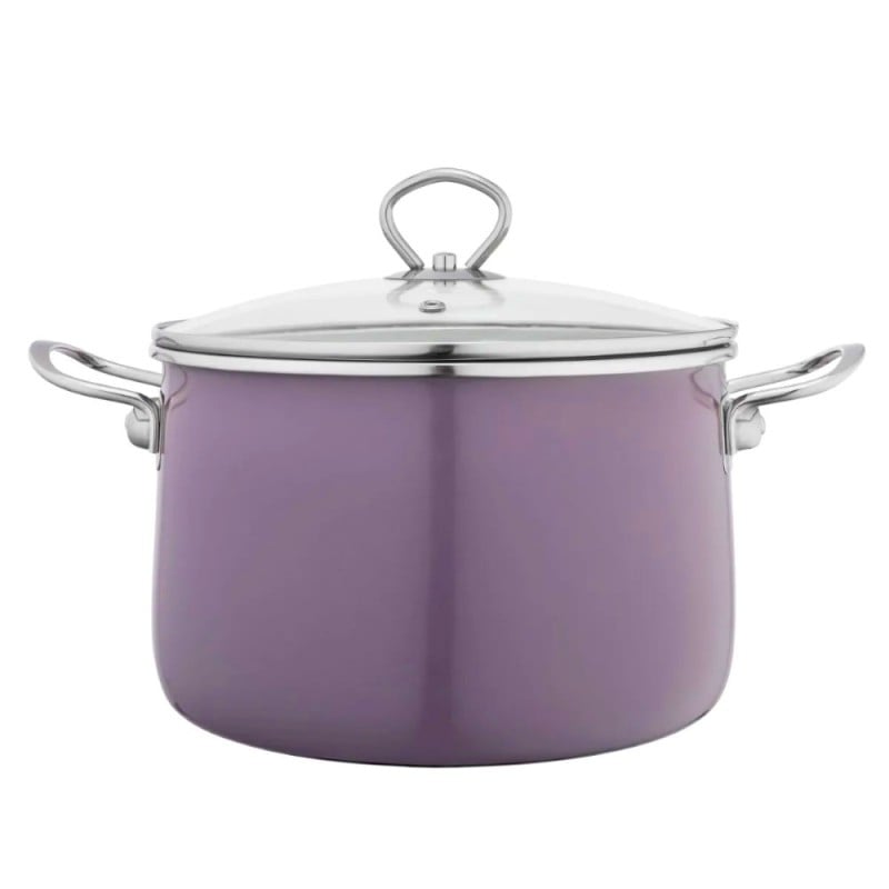 Garnki emaliowane z pokrywkami Altom Izydor zestaw 4 garnków emaliowanych wrzosowe