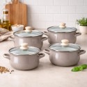 Garnki emaliowane z pokrywkami Altom 16/18/20/22 cm zestaw 4 garnków emaliowanych szare