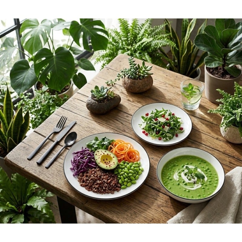 Serwis obiadowy porcelanowy GierekHoff Linea 18 elementów zestaw talerzy dla 6 osób białe z czarnym paskiem 1218