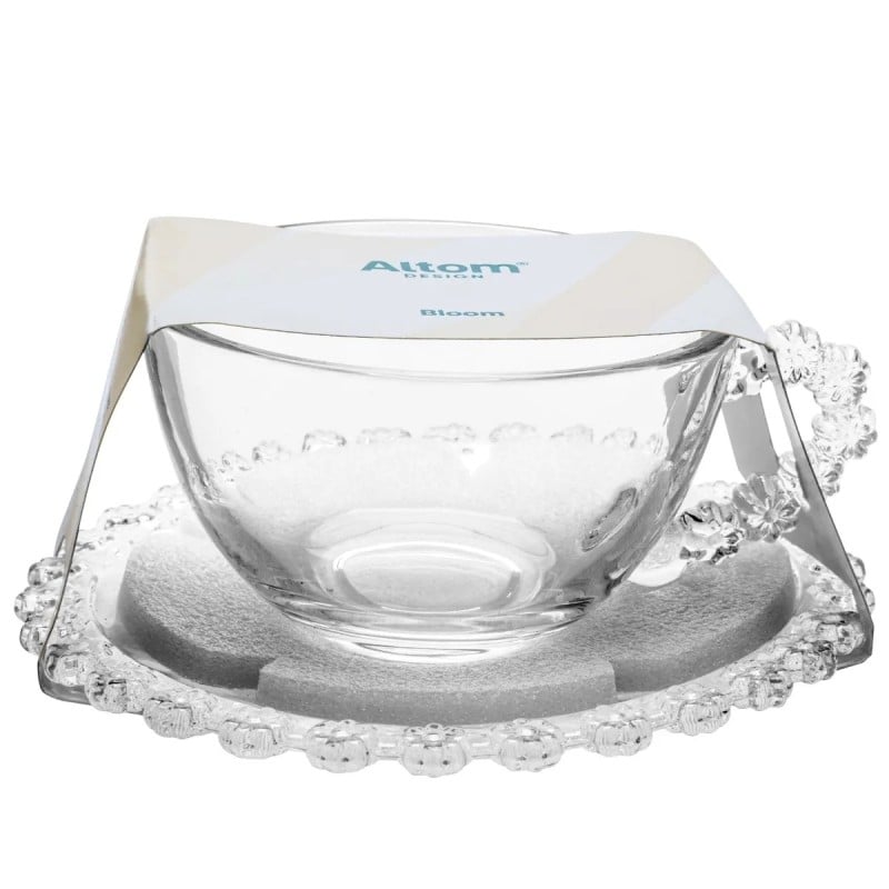 Filiżanka ze spodkiem do kawy i herbaty 200 ml szklana Altom Design Bloom