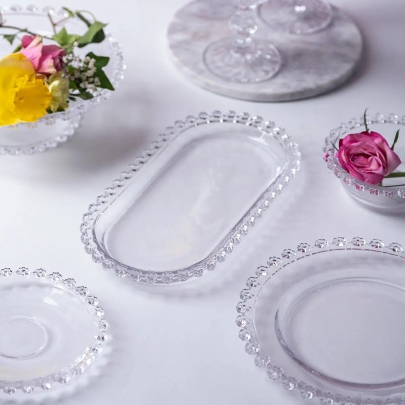 Patera szklana owalna na ciasto tort 25 x 13 cm Altom Design Bloom