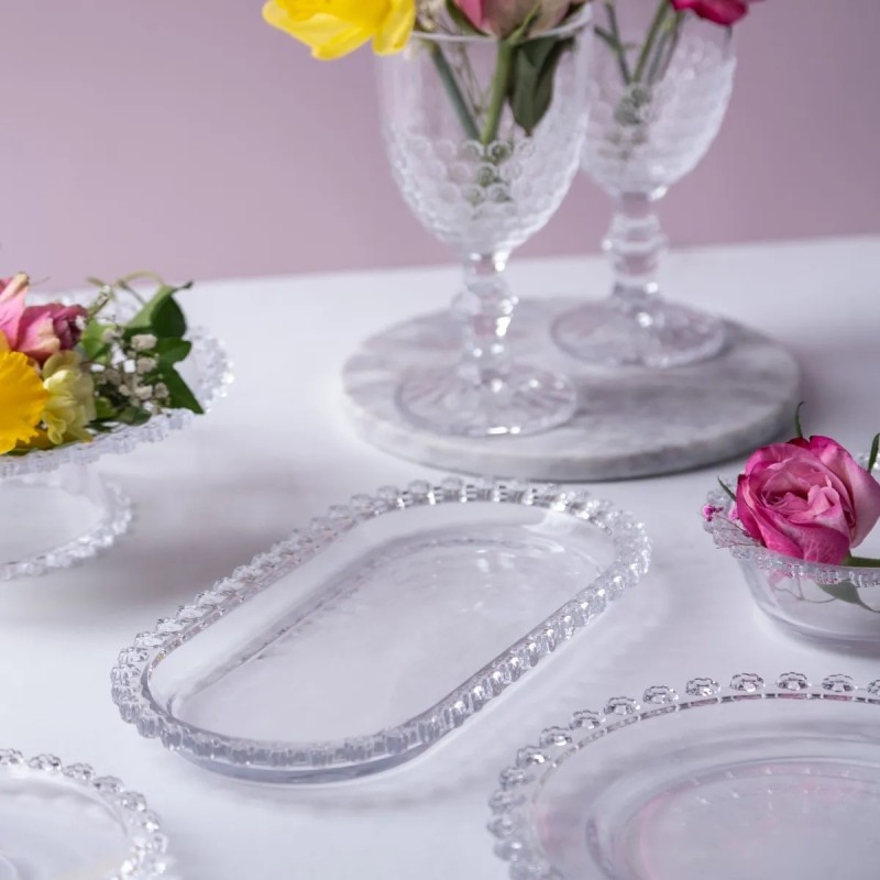 Patera szklana owalna na ciasto tort 25 x 13 cm Altom Design Bloom