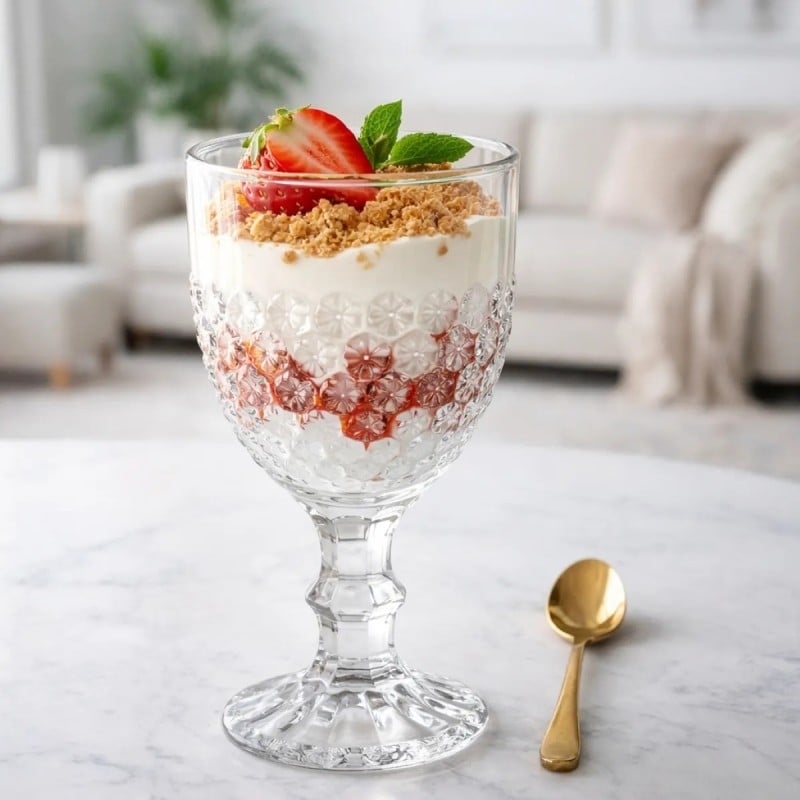 Szklanki kryształowe na stopce do napojów wody soku 340 ml zestaw 6 szt Altom Design Bloom