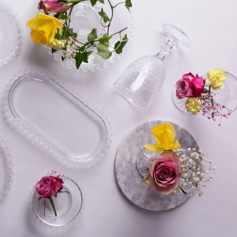 Szklanki kryształowe na stopce do napojów wody soku 340 ml zestaw 6 szt Altom Design Bloom