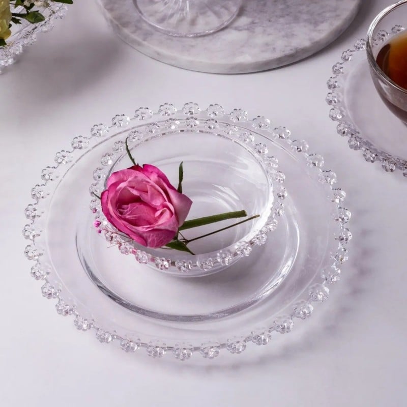 Talerz deserowy szklany 19,5 cm spodek na ciasto Altom Design Bloom