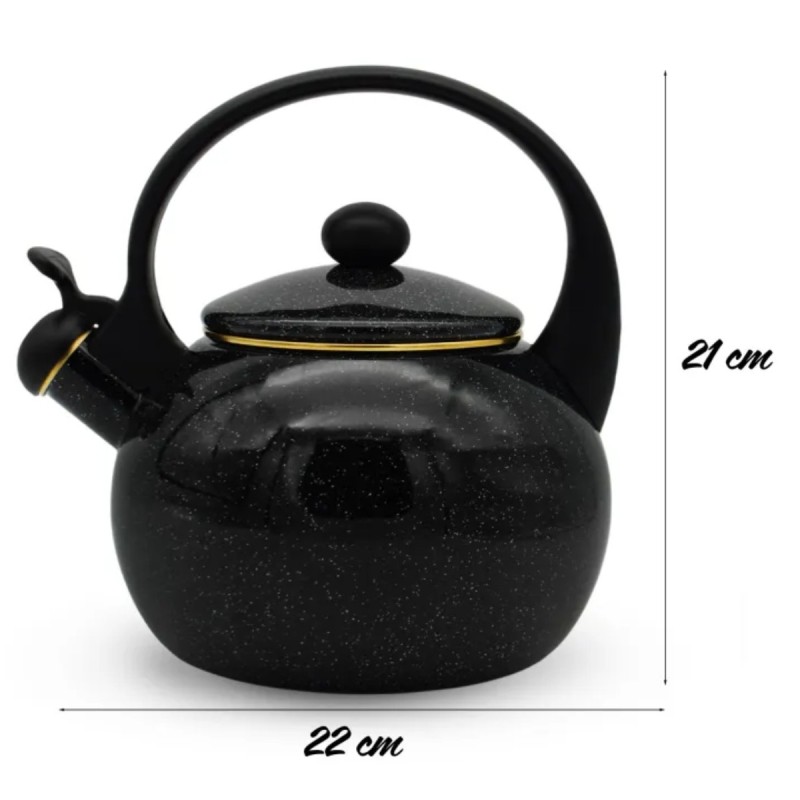 Czajnik tradycyjny z gwizdkiem emaliowany 2.2 L czarny sky Meyerhoff