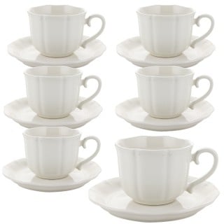 Serwis kawowy filiżanki ze spodkiem do kawy i herbaty 250 ml szklana Florina ETERA komplet 6 szt