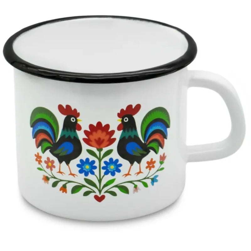 Kubek emaliowany 1200 ml do kawy herbaty biały stal Folk Tragar